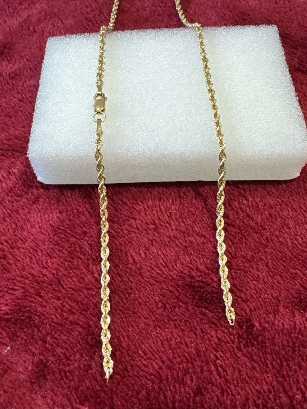 10K Yellow Gold Rope Chain 16” 2mm 1.4g Broken Needs Solder Lobster Clasp
